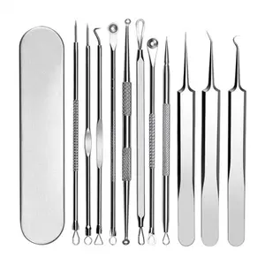 Blackhead Remover Tool Set, 1 Set Professional Stainless Steel Blackhead Extractor Tool with Storage Box, Facial Skin Care Tool for Women & Men, Blackhead Tools