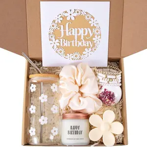 7Pcs Lovely Daisy Style Aesthetic Glass Cup Gift Box Set, Luxury Transparent Water Cups with Exquisite Gift Box Packaging, Warm Festival Souvenir Decor, Perfect Birthday Holiday Gifts for Ladies, Girls, Sisters, Daughters and Girlfriends
