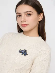 Vintage Gemstone Gun Elephant Pin, Women's Jewelry, Rhinestone Small Elephant Cute Animal Brooch, Lapel Pin, Fashion Accessory