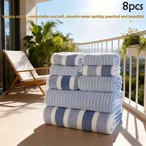 8-Piece Coral Fleece Towel Set, Includes 2 Bath Towels, 4 Hand Towels, 2 Face Cloths, Soft Absorbent Durable Quick-Dry, Ideal for Home Hotel Travel