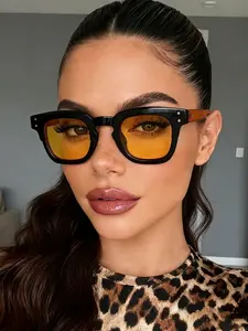 New Square Round Small Frame Fashion Glasses, Trendy Color Block Pairing, Unisex Daily Simple Style Decorative Eyewear