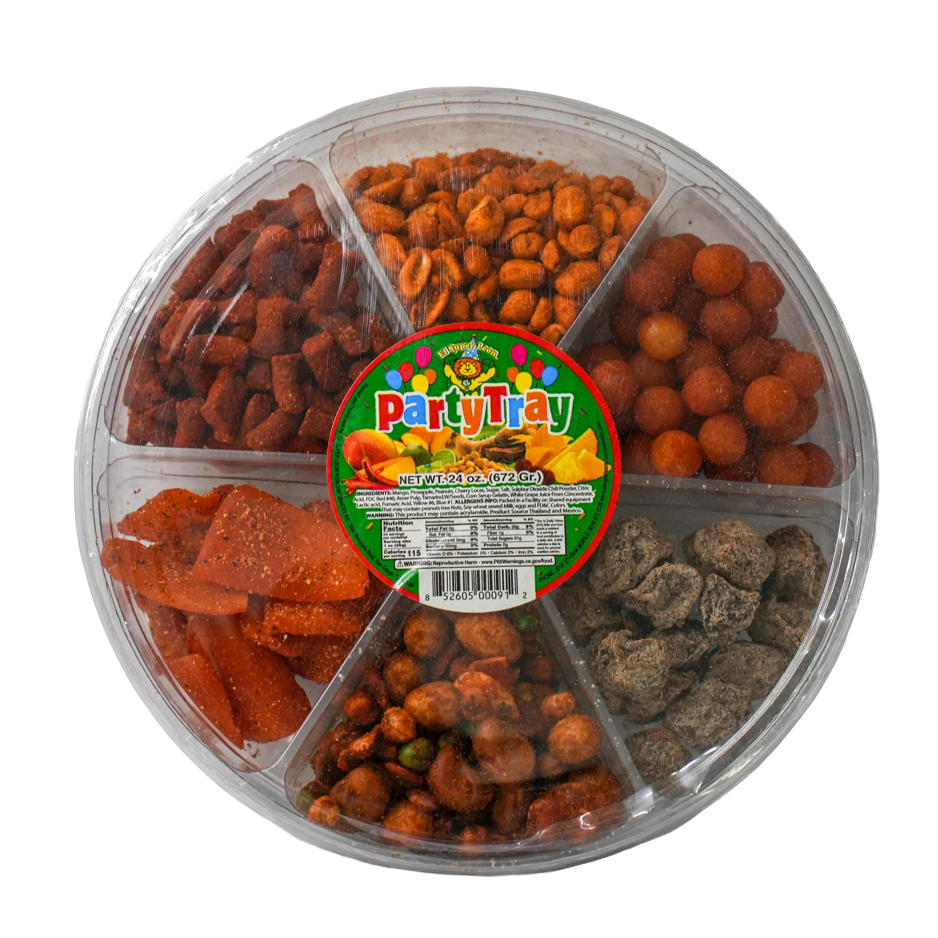 El Super Leon Party Tray Mango Chamoy Nuez con Chile & Saladitos Mixed Variety Pack Chilli Snack Candies