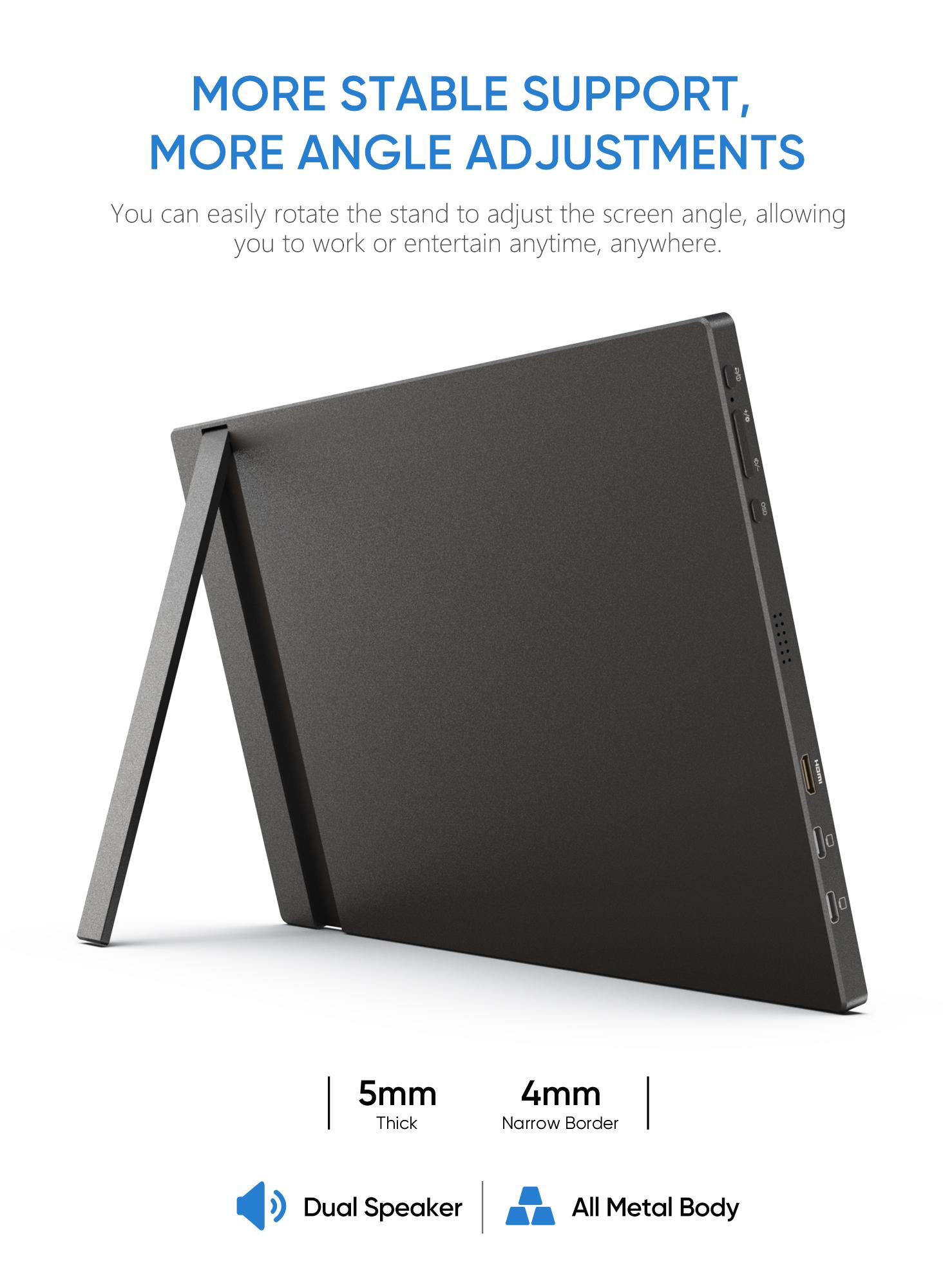 ARZOPA 16" 2.5K Portable Monitor 2560x1600 QHD IPS Display 123% sRGB USB-C HDMI External Second Screen for Mac Laptop Phone PS4/5 Xbox Switch iPhone15