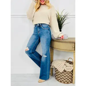 By Your Side Wide Leg Tummy Control Jeans
