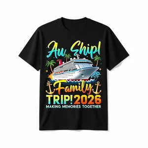 Au Grip! Family Trip 2026 Cruise Ship Graphic T-Shirt - Making Memories Together Vacation Tee with Cruise Ship & Palm Tree Design, Soft Loose Fit Unisex Crew Neck Short Sleeve, Machine Washable Black Shirt for Family Reunion