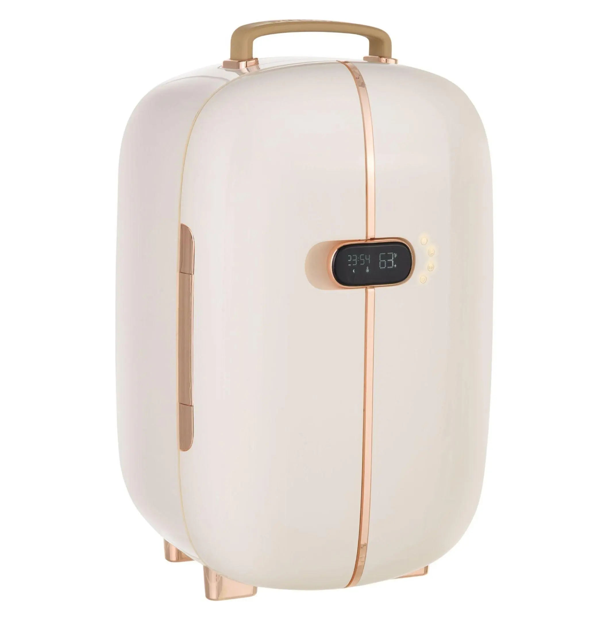 Skincare Fridge 12L - Beauty Refrigerator w/ LED, Timer & Dual Doors - Makeup Cooler & Warmer - White - Cosmetics Storage for Home & Travel