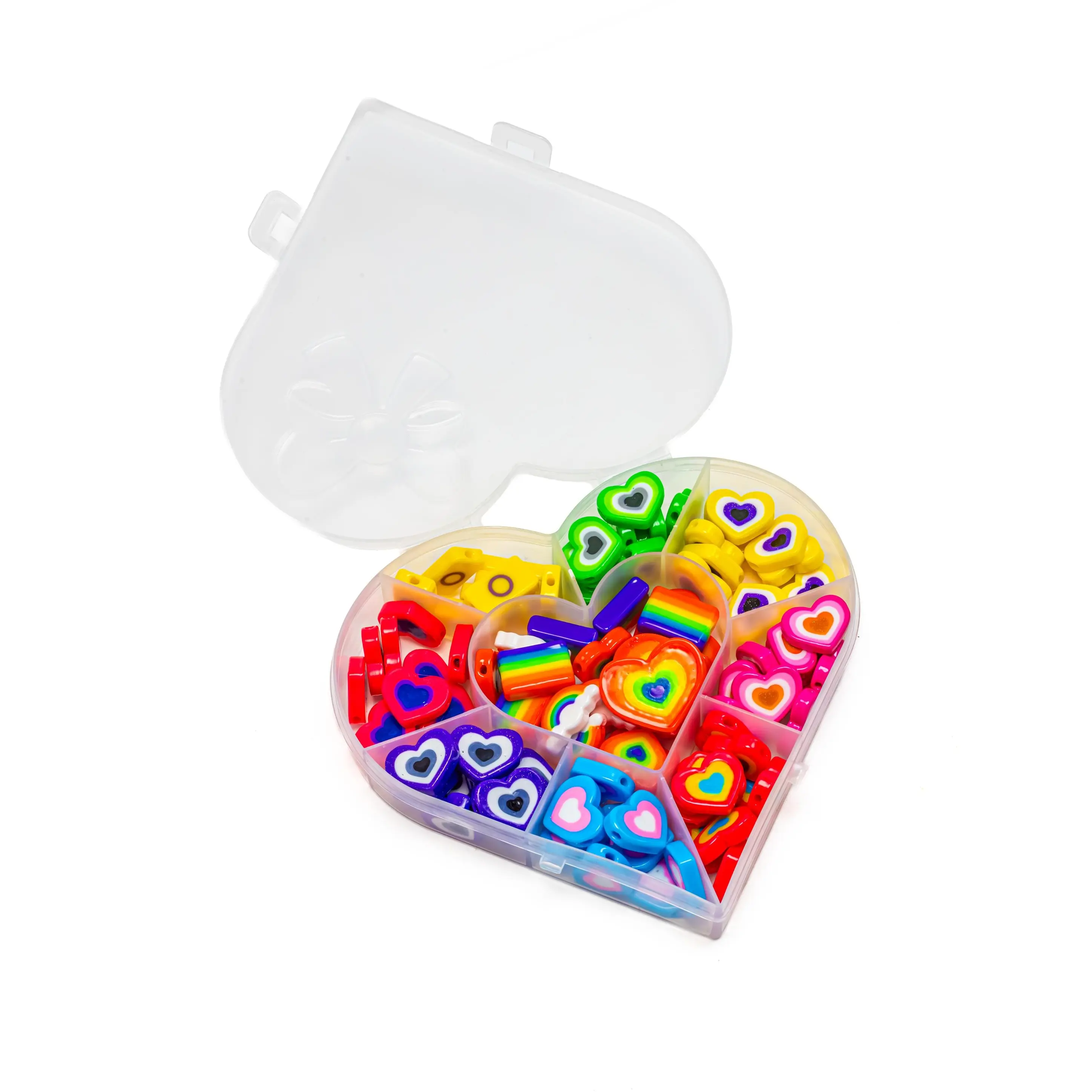 Pride Themed Value Bead Box - 98 Colorful Plastic Beads in 9 Compartments for Crafts & Kandi Making - Festival-Tested & Compact