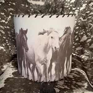"Horses in the Fog" 11" Western Lampshade