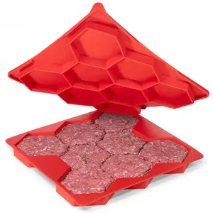 Hamburger Patty Storage Containers - 8 in 1 Hamburger Patty Maker, Burger Mold Hamburger Press - Non-Stick Hamburger Storage Containers, Dishwasher Safe Silicone Burger Mold