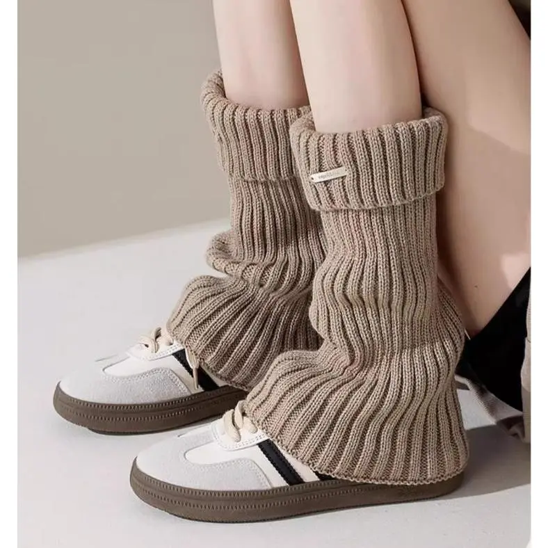 1 Pair Of Women's Leg Warmer, White Knitted Warm Calf Socks, Suitable For Autumn And Winter