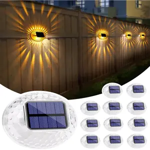 Solar Fence Lights Outdoor, IP65  Solar Light for Outside, 12 Pack Deck Light for Backyard, Railing, Patio, Deck Fence, Stair Railings and Wall (Warm Yellow)