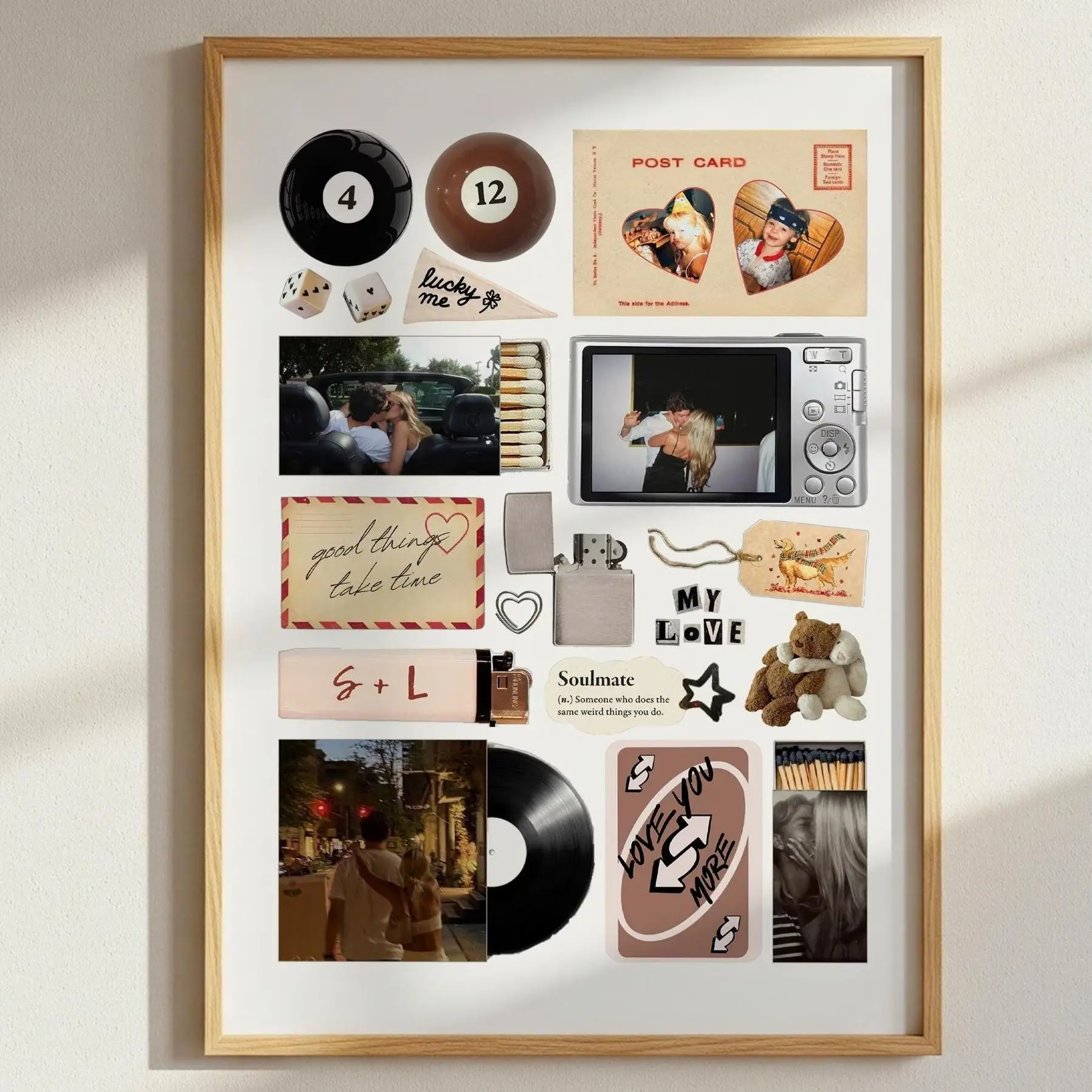 Retro Matchbox Collage Poster Custom Couple Photo Art Personalized Canva Template Aesthetic Anniversary Gift