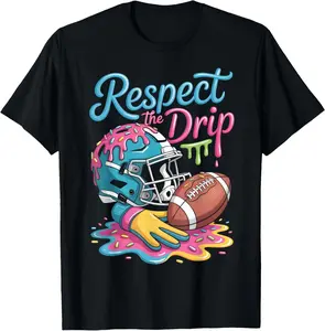 Football Drip Boys Football Ice Cream Sprinkle Respect Drip T-Shirt Cotton Fabric