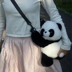 Cute Panda Stuffed Animal Purse - Kawaii Fluffy Crossbody Bag for Girls & Kids