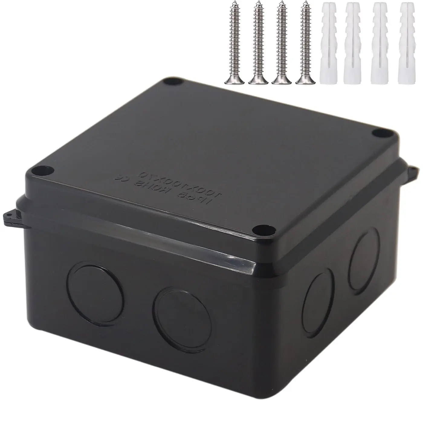 Outdoor Waterproof Junction Box IP65 ABS Plastic Electrical Enclosure with Reserved Holes Power Cord Project Box Black 100x100x70mm