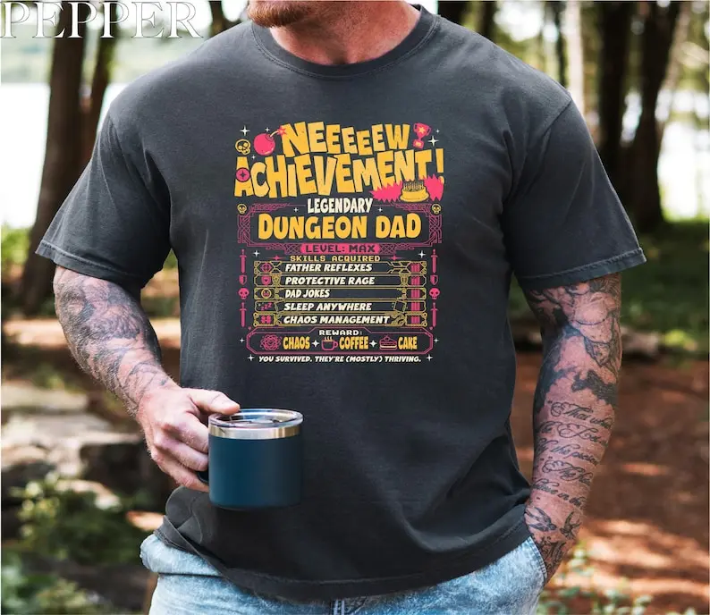 Comfort Colors Legendary Dungeon Dad Shirt New Achievement Fathers Day Tee Dungeon Crawler Carl DCC Fan Funny LitRPG Gamer Dad Book Fan Gift