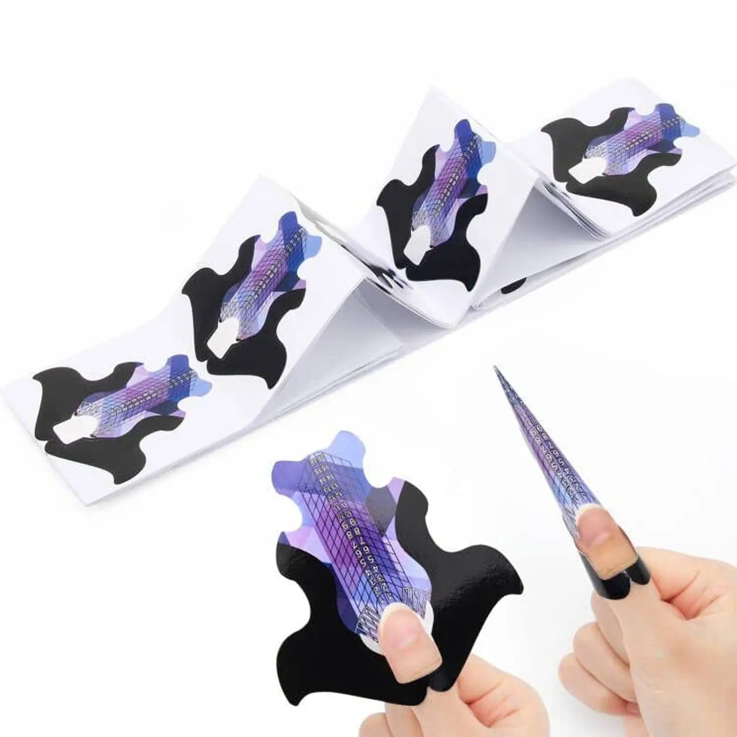 Colorful Gradient  Nail Forms 100/500Pcs, Professional Acrylic UV Gel Nail Extension Paper Forms, French Manicure Guide Stencils, Crystal Nail Art DIY Accessories, Nail Art Supplies