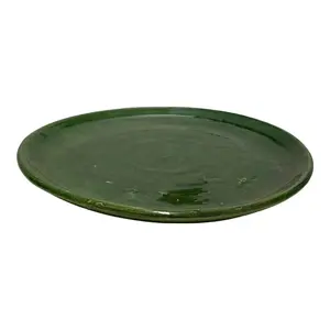 Moroccan Ceramic Decorative Plate With Green Glaze