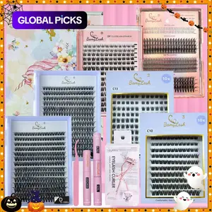 Individual False Eyelashes Kit, 1 Set Natural-Look Self-Grafting Curl Cluster Lashes, Eye Makeup Enhancement False Lashes for Women and Girls, Winter Gift