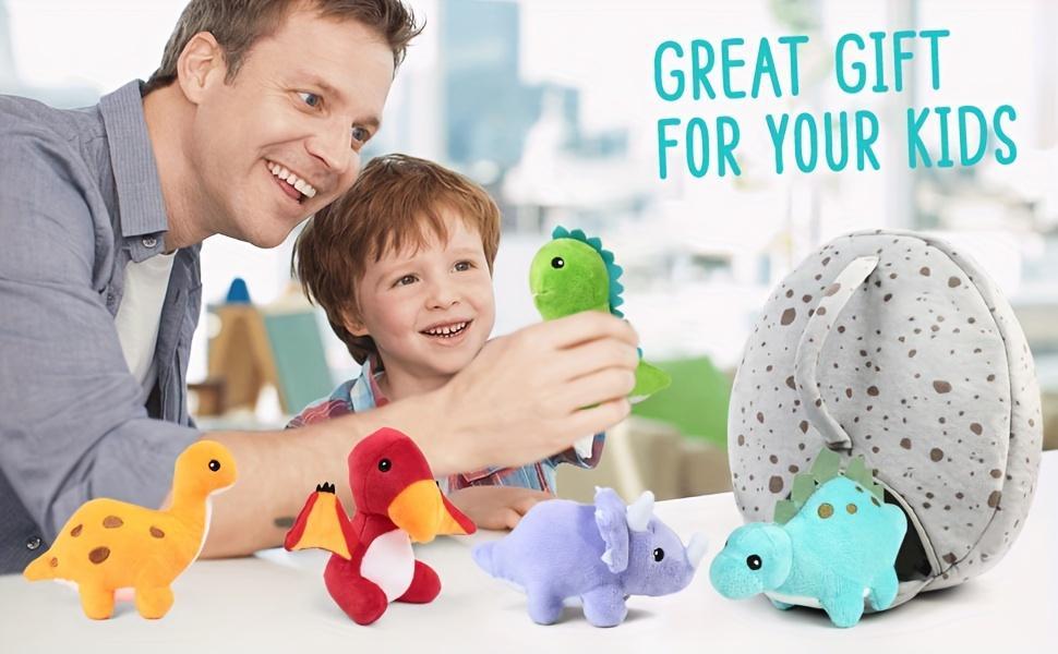 Dinosaur Stuffed Animals, 5 Small Dinosaur Plush Dolls And Egg Bag Toys Set, Dino Plushies, Cute Stuff for Kids Girls Boys, Baby Shower, Easter Basket Stuffers, Birthday Gift, Christmas Gifts