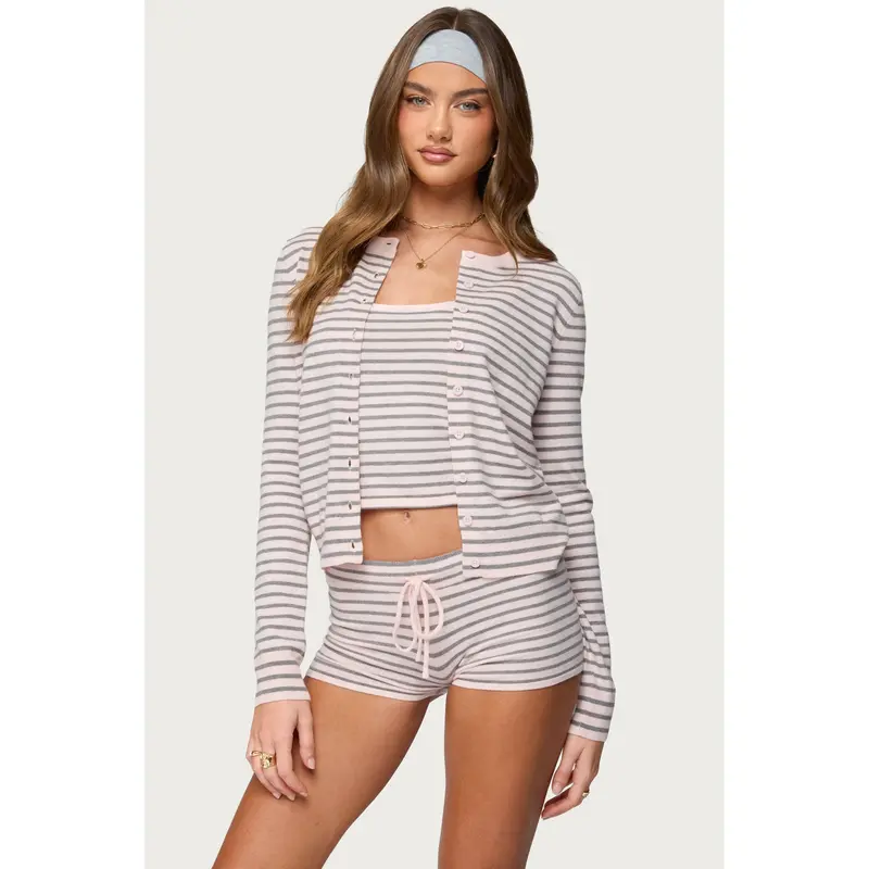 Lillian Striped Button Up Knit Cardigan