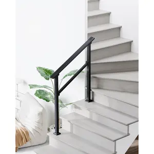 Garvee Heavy-Duty Adjustable Stair Handrail – Outdoor & Indoor Safety Railing for 1 to 6 Steps – Metal Banister for Deck, Porch, or Home – Easy DIY Installation – Black or White