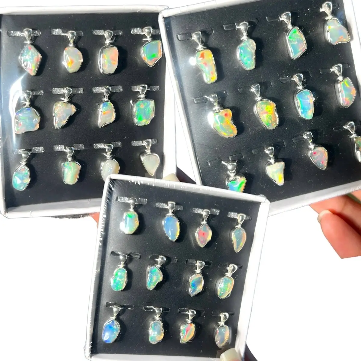 Natural Opal Crystal Sterling Silver Necklace