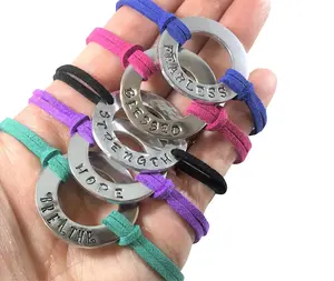 Men's Women's Hand-Stamped Washer Bracelet, Personalized, aluminum or stainless washer, scripture, inspire, soul statement, kids names, gift, unisex
