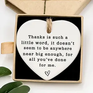 1pc Ceramic Product, Thanks Is Such A Little Words, Thank You Keepsake, Thank You Gift, Gift To Say Thank You, Ceramic Heart Keepsake, Thank You Present, Decor
