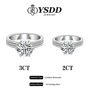 【#3 Queen】2-3 Carat Synthetic Moissanite Rings in 925 Sterling Silver