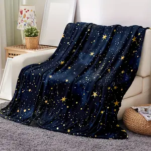 1pc Starry Sky Flannel Blanket, a Warm And Cozy Soft Blanket for Afternoon Naps, Suitable for Sofas And Beds, Perfect As a Gift for Home Comfort, Lightweight for Travel, Camping, And Use in Living Rooms, Offices, And on Chairs-280GSM
