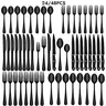 24pcs-black Stainless Steel Adult Tableware Set, Oval Utensils with Steak Knives, Spoons, Forks - 24/48 For 4–8 Person Modern Mirror Polished Everyday Dinner Set for Home Kitchen