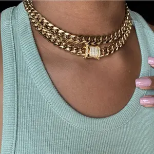 Miami Curb Cuban Link Chain for Men Women 18K Gold/Black Plated Mens Jewelry Hip Hop Chain 16"/20"/22"/24"/26"/28"/30" edgarchain