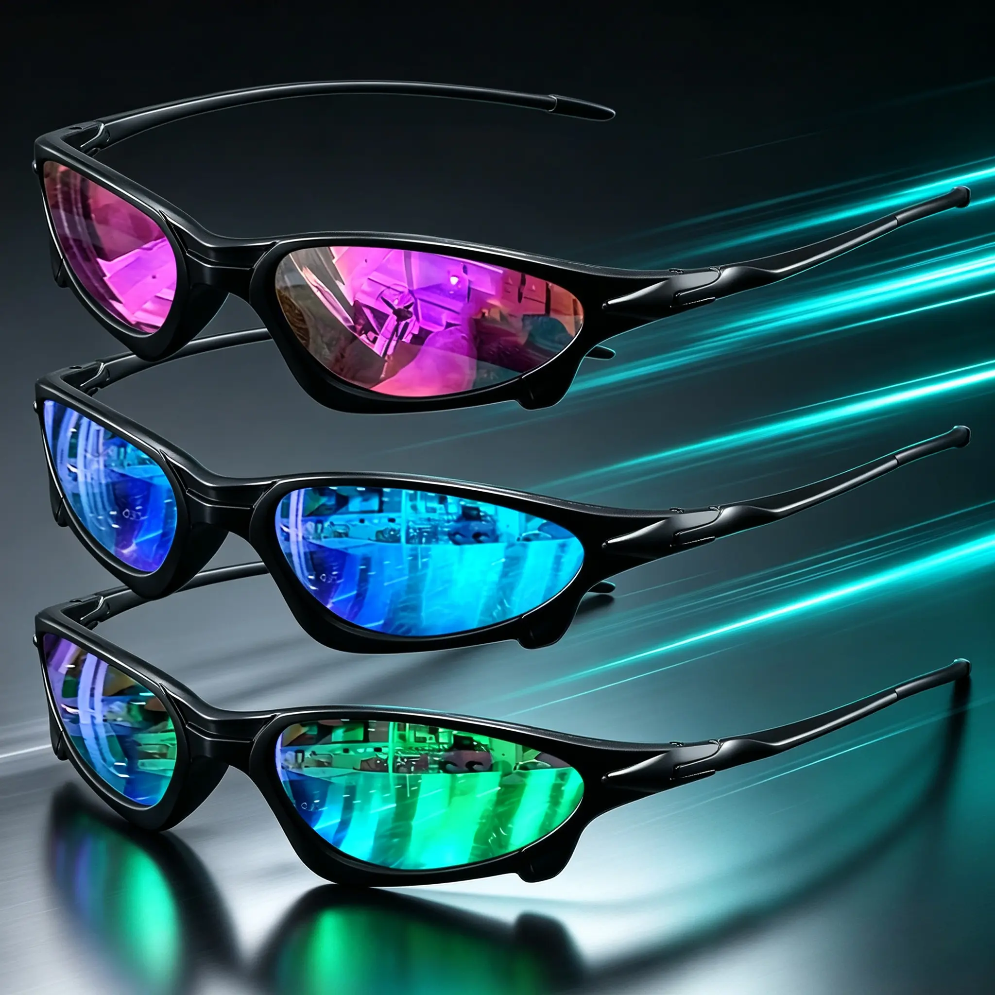 Unisex Wraparound Sports Sunglasses (3-Pack) — Lightweight PC construction featuring mirrored lenses and UV400 protection; suitable for outdoor cycling and various sports.