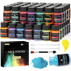 Mica ,48 Colors - 10g/Bottle of  Pigment  for Epoxy ,Soap Making,Candle Making,Lip Gloss, Freshies,Dye, Polish,Bath Bombs