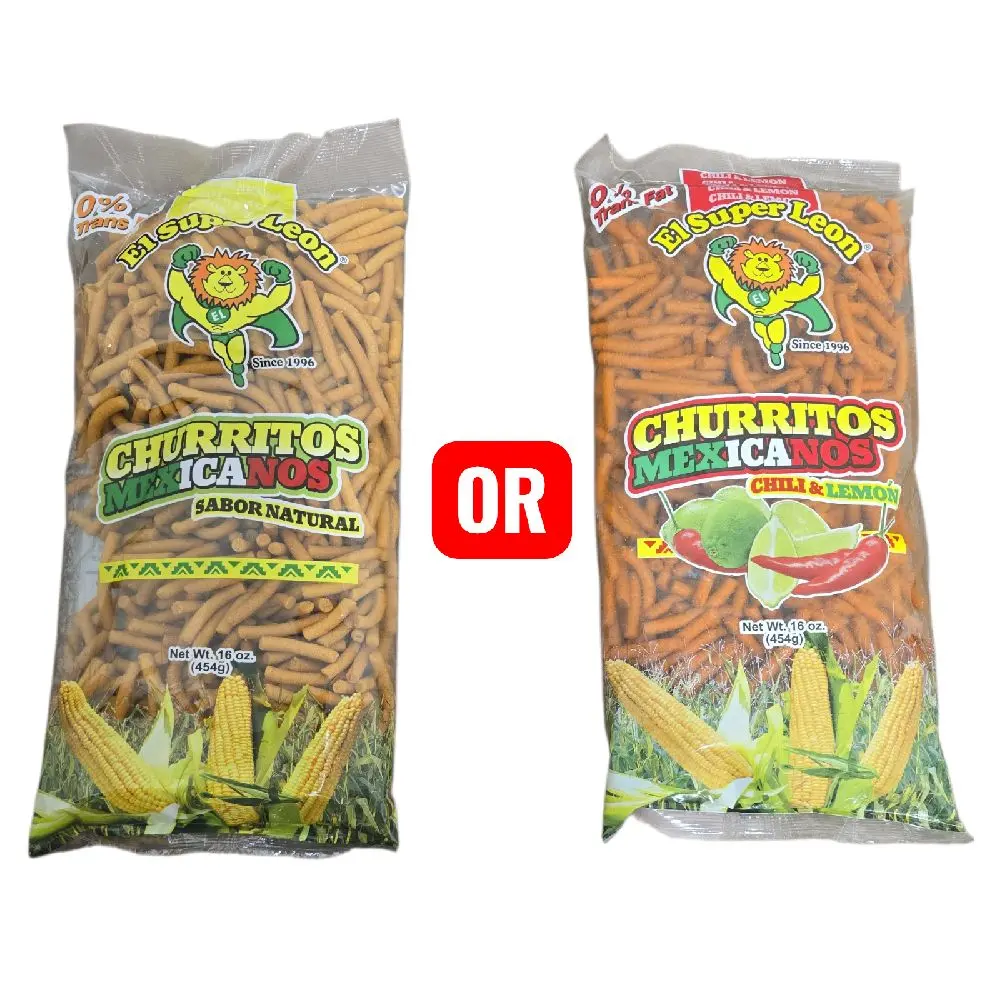 Churritos Mexicanos Sabor Natural or Chile & Lemon 16-oz bag (454g) Churritos Mexicanos Sabor Natural or Chile & Lemon 16-oz bag (454g)