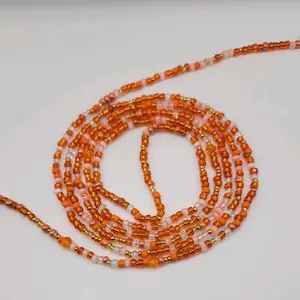 Orange Jreamsicle Waist Beads - Vibrant Orange Color for Bold Look & Versatile Accessory for Casual or Formal Wear