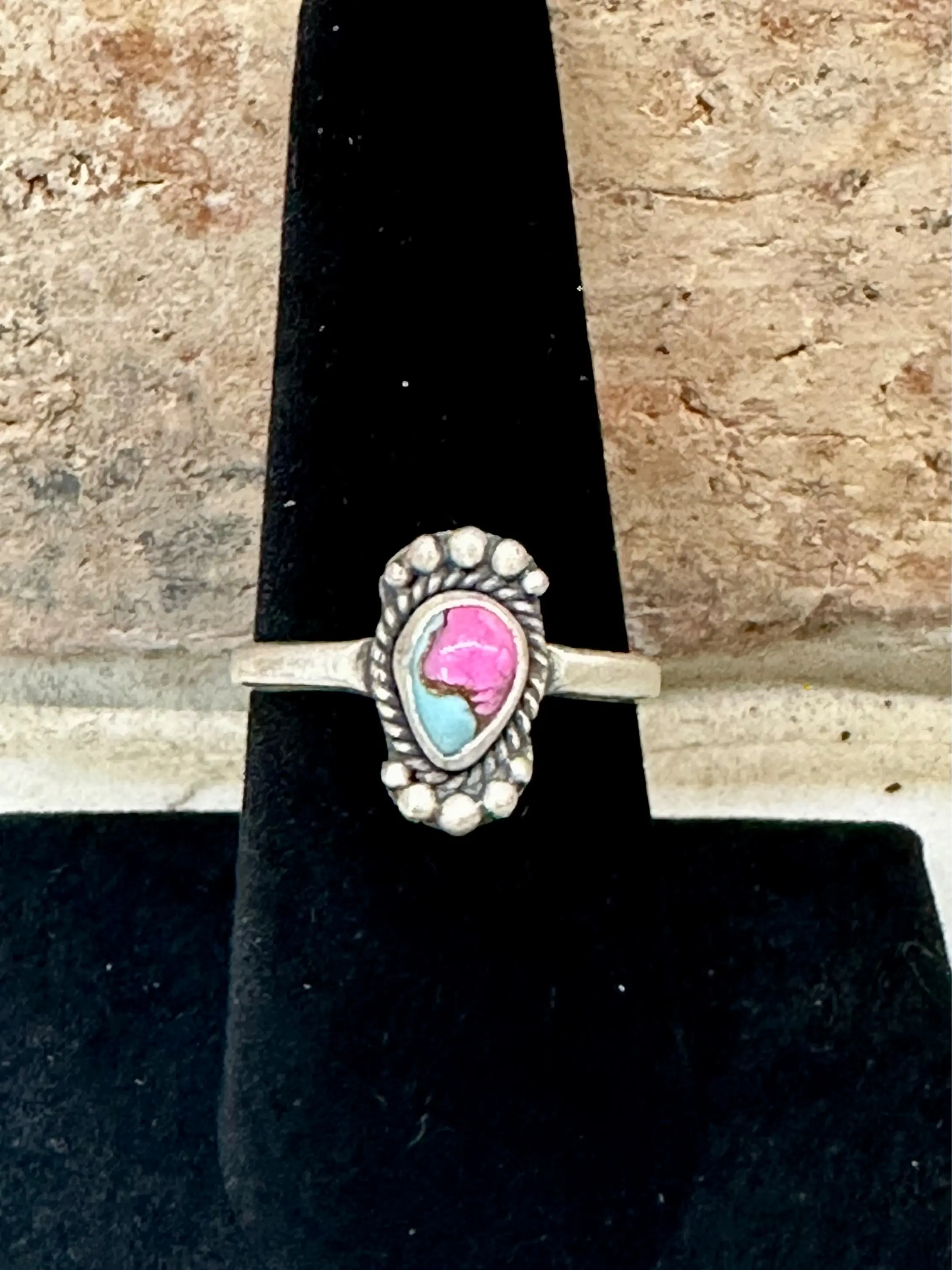 Sterling Silver Cotton Candy Ring, Western Wear Silver Rings, Size 8 Southwest #213x Jewelry Accessory
