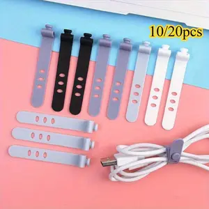20pcs Phone Cable Organizer Earphone Clip Charger Cord Management 3 Hole Line Storge Holder Clips Data Line Bobbin Winder Straps