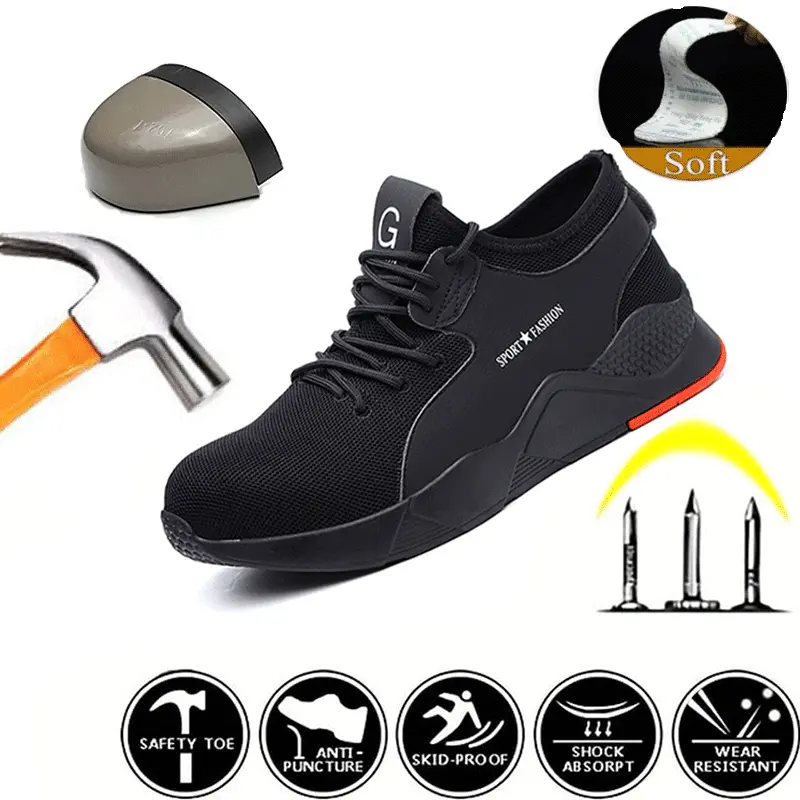 Fashion Steel Toe Shoes Kevlar Fiber Safety Shoes Breathable Steel Toe Work Shoes for Men