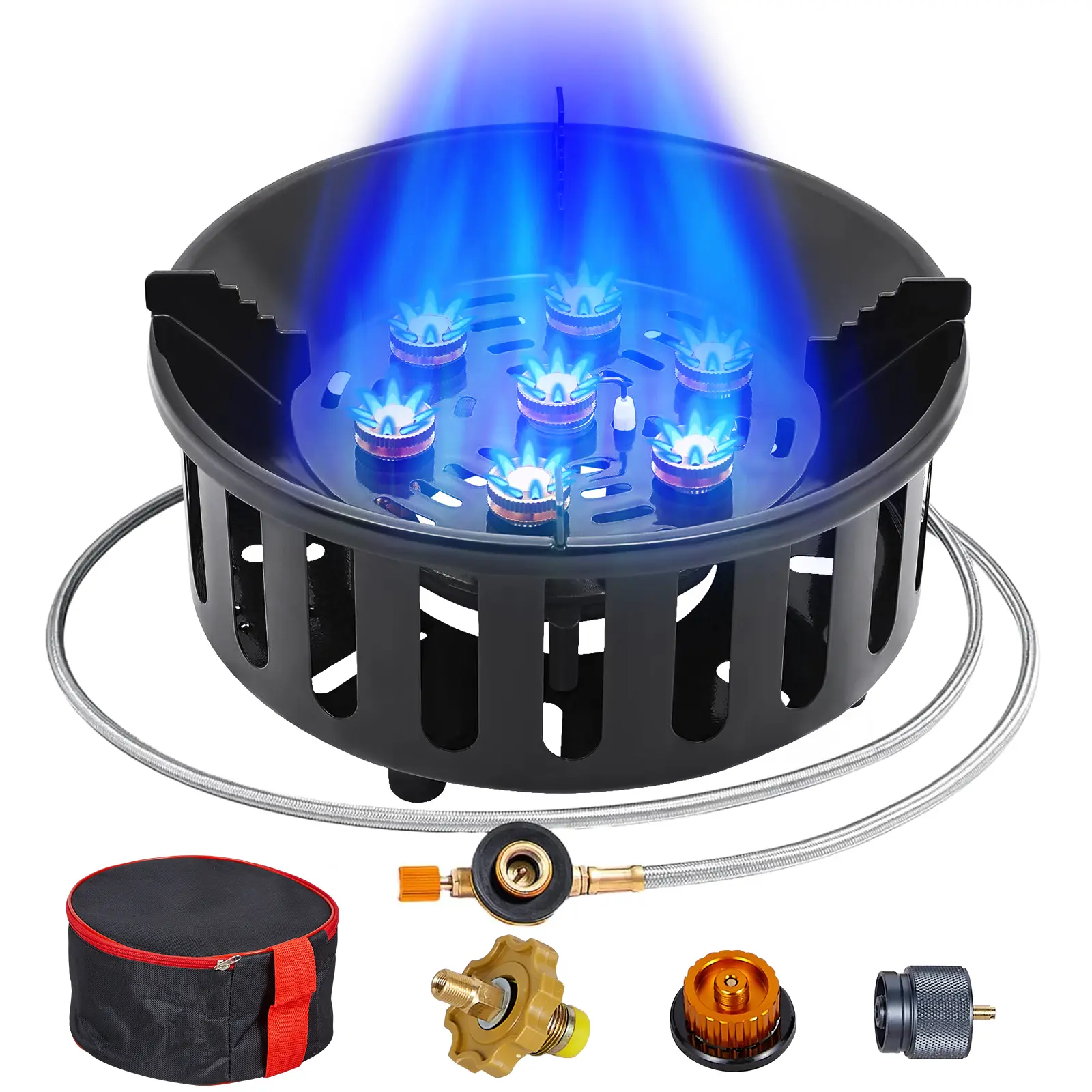 BESTFIRE 72K BTU Camping Stove – Portable Outdoor Cooker with Windproof Copper Burner, Aluminum Alloy Base & Adjustable Regulator, Compact Design with Anti-Slip Pot Rack for Picnic, Backyard Cooking & Seafood Boil