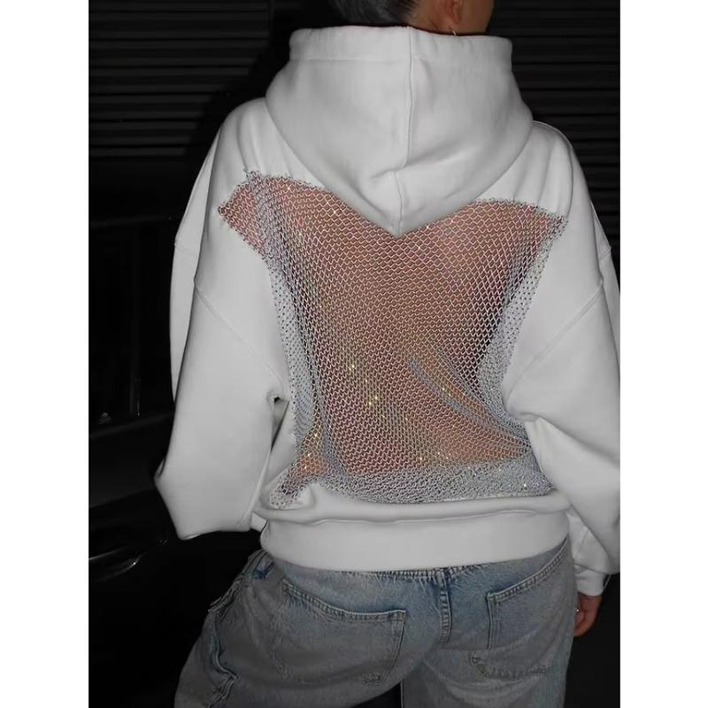 Y2K American Gothic Sexy Hollow Mesh Hoodie for Women - 2026 Translucent Long Sleeve Casual Pullover Sweatshirt Y2K American Gothic Sexy Hollow Mesh Hoodie for Women - 2026 Translucent Long Sleeve Casual Pullover Sweatshirt