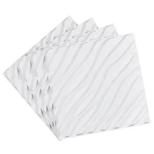 3D Wall Panels 12-Pack 19.7 x 19.7 inch PVC 32 Sq.Ft Coverage Wave Matte White