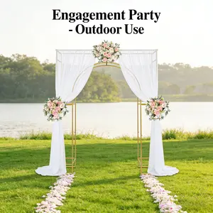 Gold Carbon Steel Wedding Arch Backdrop Stand 20kg Load Freestanding Christmas Party Photo Booth Decor Sturdy Durable Easy Disassemble