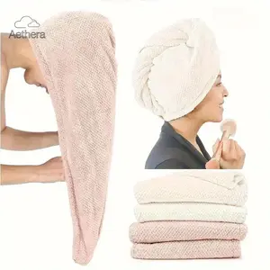 Aethera Women's 2-Pack Quick Dry Hair Turban Microfiber Super Absorbent Anti-Frizz Large Towel Set Lightweight Fast Drying Hair Wrap for Bathroom & Daily Use Smooth