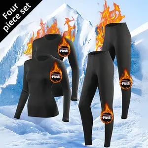 VRYXAL 4-Piece Women's Fleece-Lined Thermal Underwear Set - Ultra-Warm Base Layers for Skiing Snowboarding Running & Outdoor Activities - Soft Breathable Long Johns Tops & Bottoms Value Pack