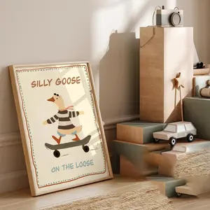 Goose Pattern Unframed Painting, Unframed Art Print, 1 Count Funny Wall Art, Wall Decor for Home Living Room Bedroom, Modern Home Decor, Room Decor, Ornaments, Art Wall Decoration