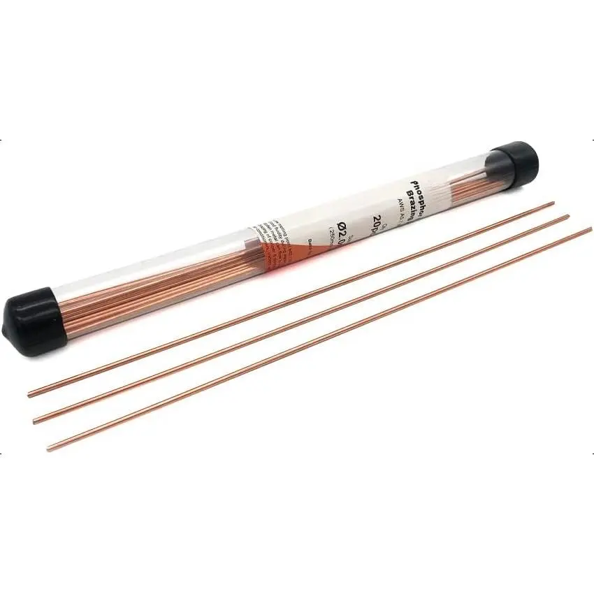 Copper Brazing Rods BCuP-2 (5/64") 2mm Phosphorus Round Self Fluxing Welding Brass Brazing Rod Sticks TIG Arc Pipes for Air Conditioner Refrigerators Pipe Gas