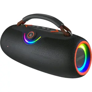 Speaker, 80W Portable   Speaker - IPX6 , Bass Boost, 24H Playtme, RGB Lights, TWS Party Pairing for Camping Beach Pool or Gifts - Black