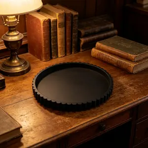 1PC Modern Black Round Silicone Tray, Nordic Minimalist Aesthetic Coffee Table Decor Tray, Perfume and Jewelry Display Plate, Stylish Decorative Home Accent for Living Room, Bedroom, Coffee Bar, Desktop Organization and Centerpiece Decor